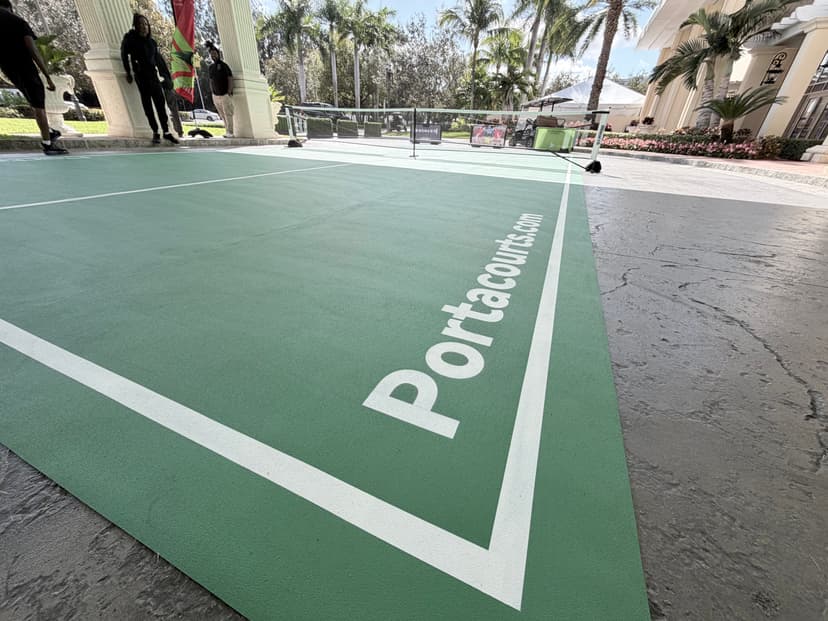 Portable pickleball court close-up